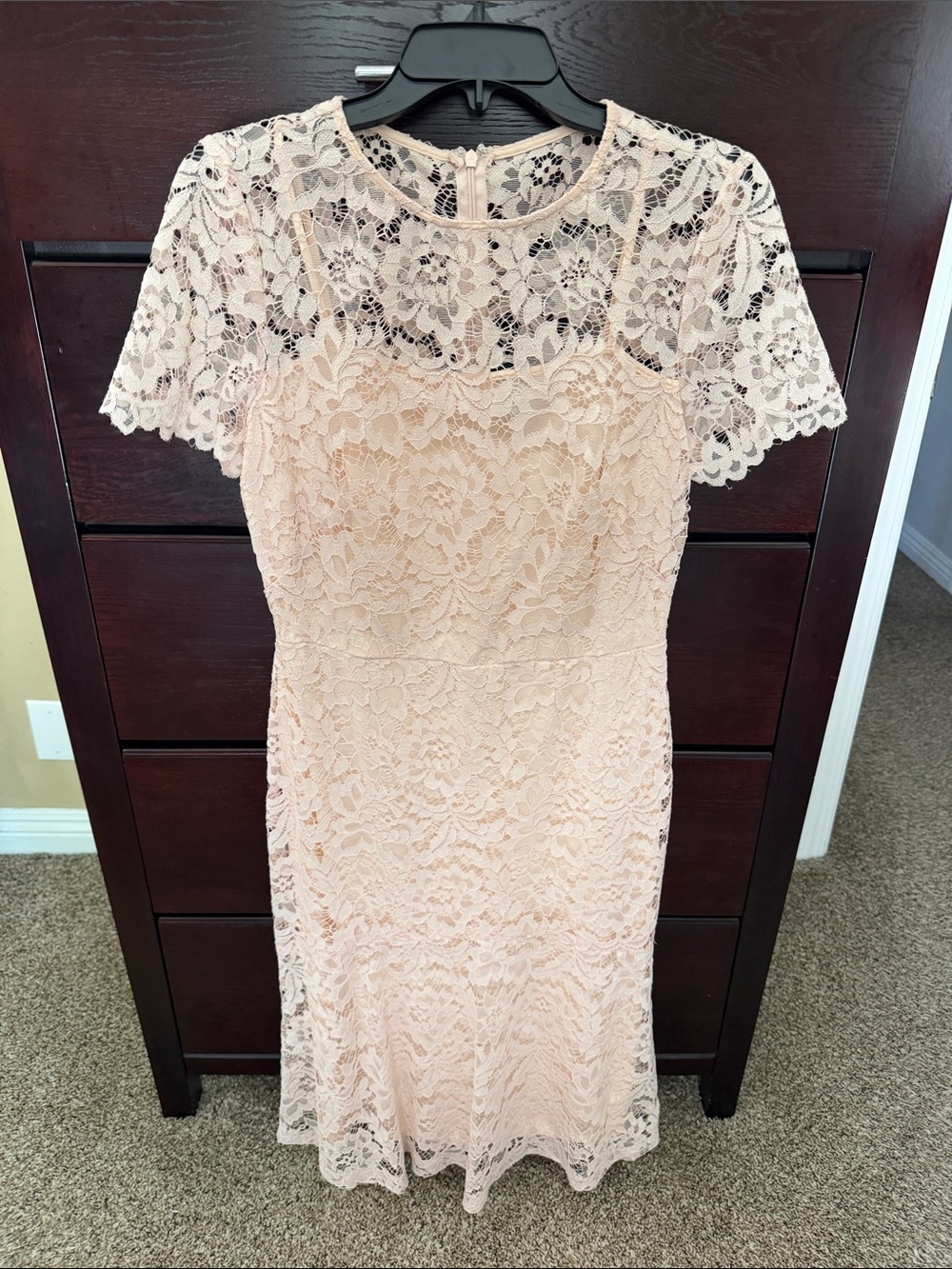 Lauren Ralph Lauren Blush Lace Midi Dress